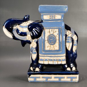 Figura de Elefante en Cerámica Esmaltada Azul y Lila - imagen 9