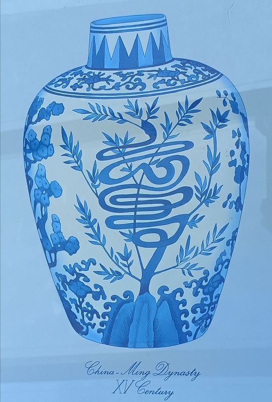 Lámina ¨China Ming Dynasty XV Century¨ - Enmarcada  con Vidrio Doble - Medidas: 40 cm x 50 cm x