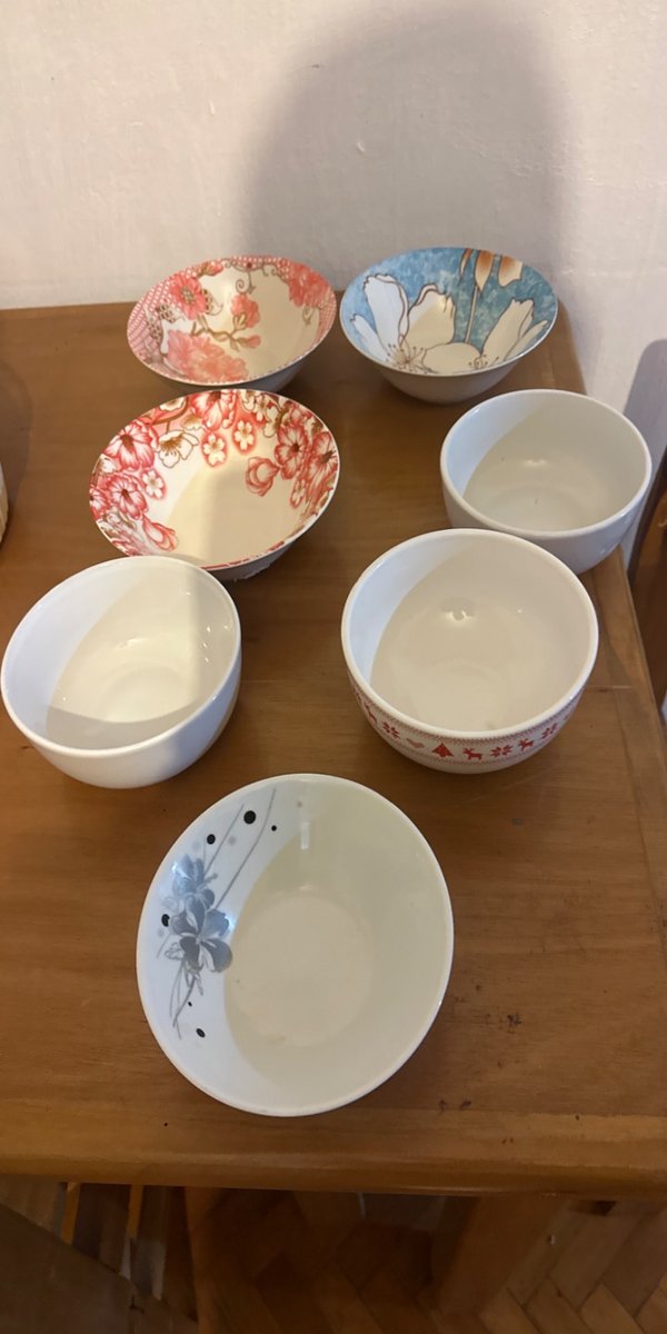 Set de 7 Compoteras de Cerámica con Diseños Florales y Abstractos