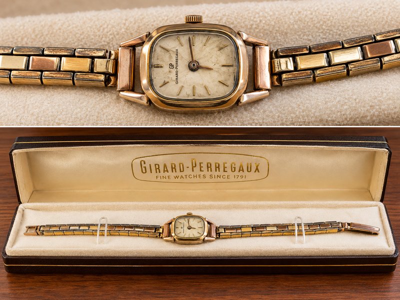 Reloj Girard-Perregaux Vintage Dama Caja Rectangular Oro y Acero