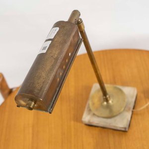 Lámpara de Escritorio Antigua de Bronce con Base de Mármol - imagen 2