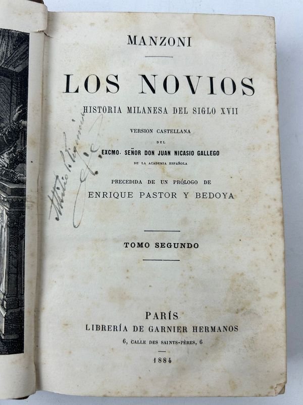 Dos tomos de 'Los novios' de Alessandro Manzoni, novela histórica ambientada en la Milán del siglo XVII, edición en castellano (París, 1884) - imagen 6