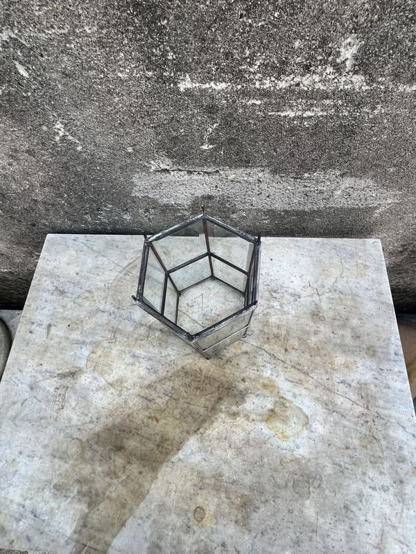 Farol de cobre con vidrios biselados para decoración - imagen 2