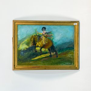 Lote anterior: Cuadro al óleo sobre fibra: Gaucho a caballo, firmado Nilda Poppolo (1998)