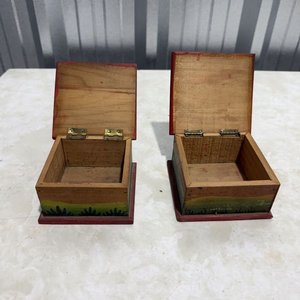 Par de Cajas de Madera Artesanales con Paisaje de Cactus - imagen 2