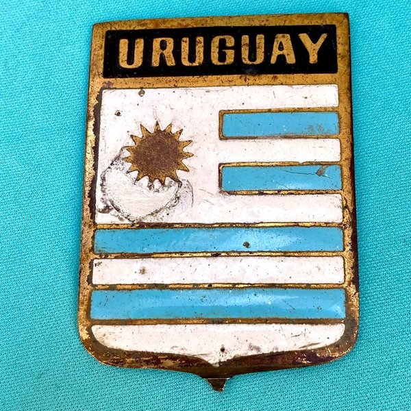 Antiguo escudo de Uruguay en bronce y esmalte - imagen 1