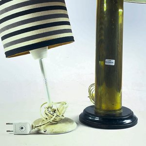 Lote de 2 Lámparas de Sobremesa: Bronce y Metal Blanco - imagen 2
