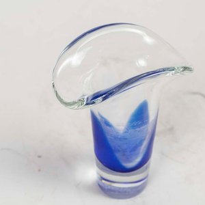 Florero Cristal Estilo Murano Azul y Transparente - imagen 2