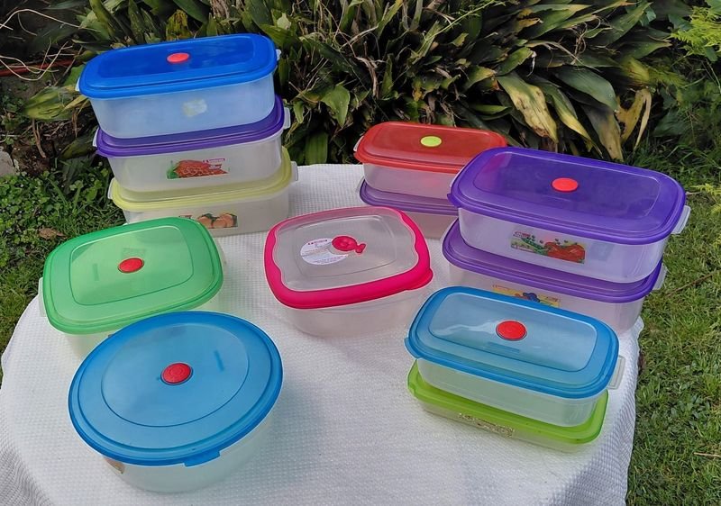 Lote de 12 Tuppers Plásticos con Tapa