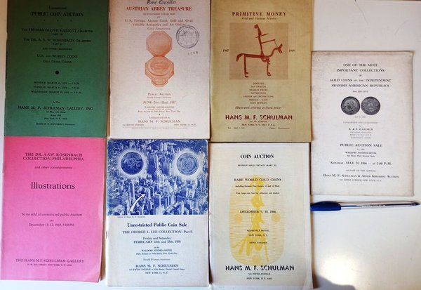 7 Catálogos Numismáticos Americanos HANS SCHULMAN (Años 50s-70s)