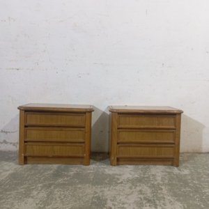 Juego de 2 mesas de noche de madera peteribí con 3 cajones - imagen 1