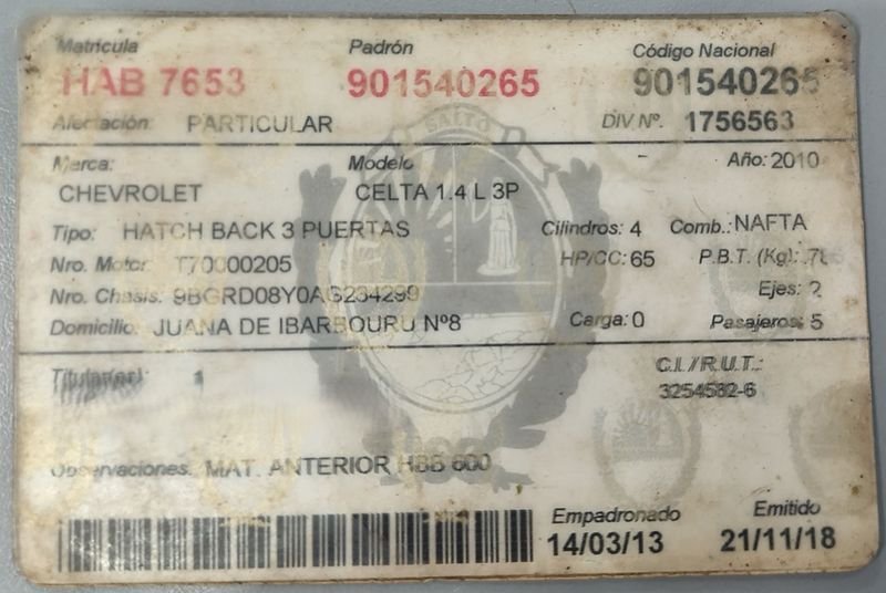 Chevrolet Celta Hatchback 2010 en Venta en Remate - imagen 2