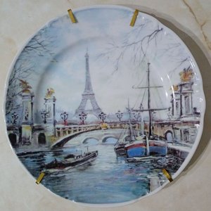 Lote anterior: Plato Decorativo Porcelana París Sena Puente Alejandro III Torre Eiffel Artertre