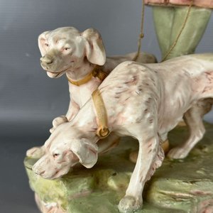 Figura Antigua de Porcelana: Cazador con Perros de Caza Dux Bohemia - imagen 5