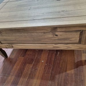 Mesa Ratona Estilo Campestre de Madera con Cajón y Tirador de Forja - imagen 4