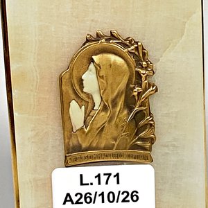 Placa Francesa Virgen en Bronce y Marfil con Quevedos - imagen 3