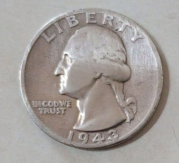 Moneda de Plata 1943 de un Cuarto de Dólar de EE.UU. con George Washington - imagen 1