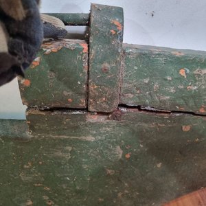 Timón de Madera Rústico Antiguo con Empuñadura Azul - imagen 2