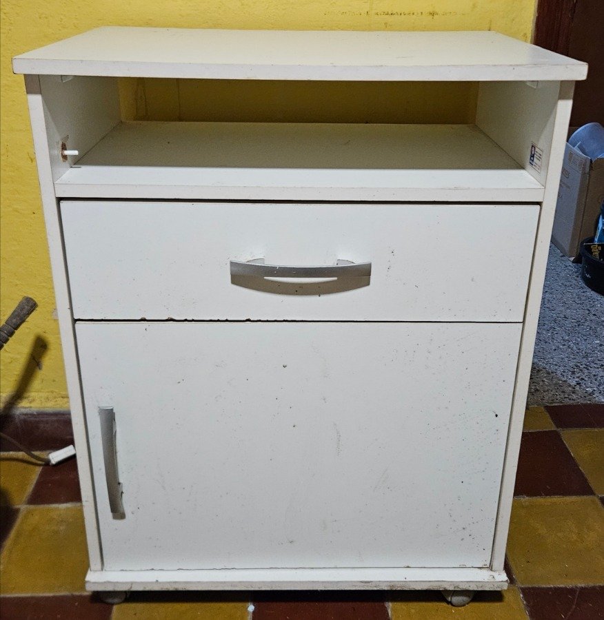 Mueble Auxiliar de Cocina Moderno Blanco con Ruedas