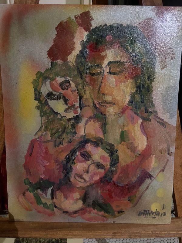 Óleo sobre cartón "Familia" por Saúl Merla - imagen 1