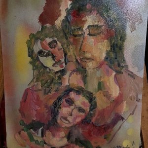 Óleo sobre cartón "Familia" por Saúl Merla - imagen 1