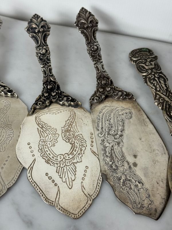 Lotes de cubiertos labrados de plata para postre - imagen 7