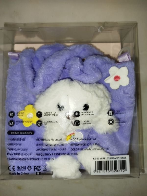 Auriculares inalámbricos con bolsito de peluche - imagen 4