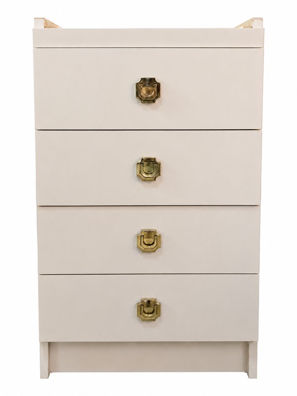 Cajonera Blanca de MDF Laminado con Tiradores Dorados