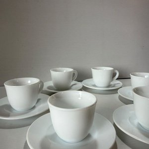 Juego de Café de Loza Blanca para 6 Personas con Plato para Torta - imagen 5