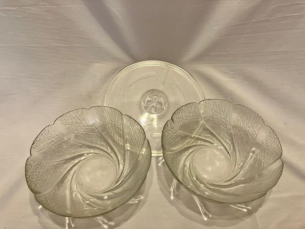 Juego de 2 Bowls Vintage de Vidrio Labrado con Tapa - imagen 1