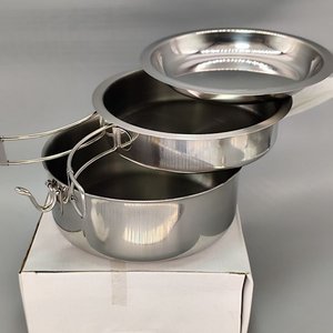 Set de Cocina/Camping Acero Inoxidable 3 Piezas Mangos Plegables - imagen 3