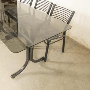 Mesa de Comedor con 6 Sillas Tapizadas y Tapa de Vidrio - imagen 2