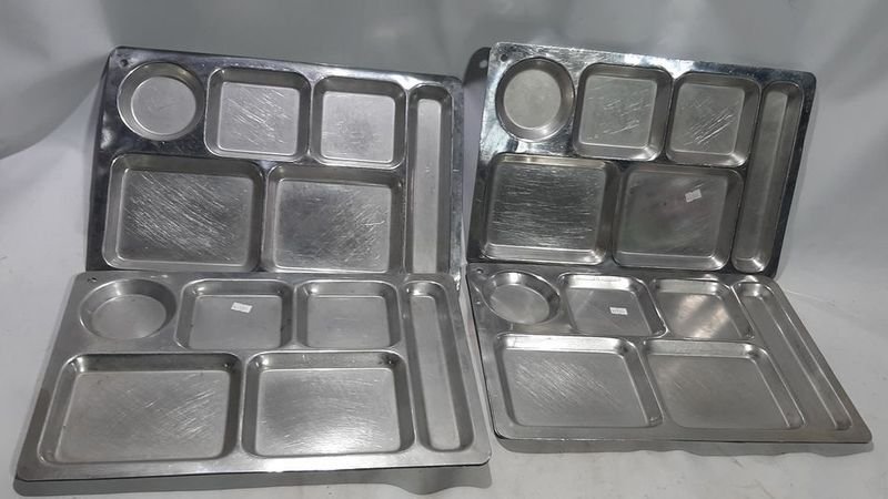 6 Bandejas de Acero Inoxidable para Almuerzo