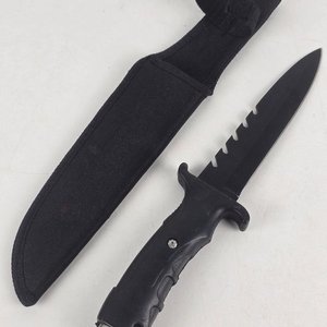Cuchillo de Caza Negro con Brújula Integrada y Funda - imagen 2