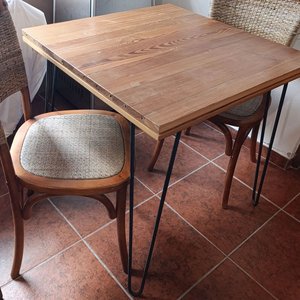 Mesas Cuadradas Estructura Hierro Hairpin Legs Tapa Pinotea - imagen 2