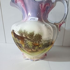 Jarra Antigua de Lavatorio con Sello Alemán Franz Ant. Mehlem Bonn - imagen 3