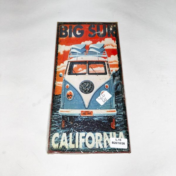 Cartel Metálico "Big Sur California" VW Kombi Vintage - imagen 1