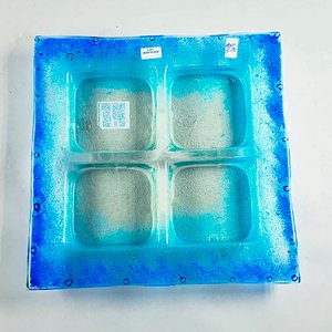 Copetinero Cuadrado de Vidrio Azul con 4 Divisiones - imagen 2