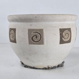 Macetero Decorativo Grande de Cerámica con Diseño de Espirales - imagen 4