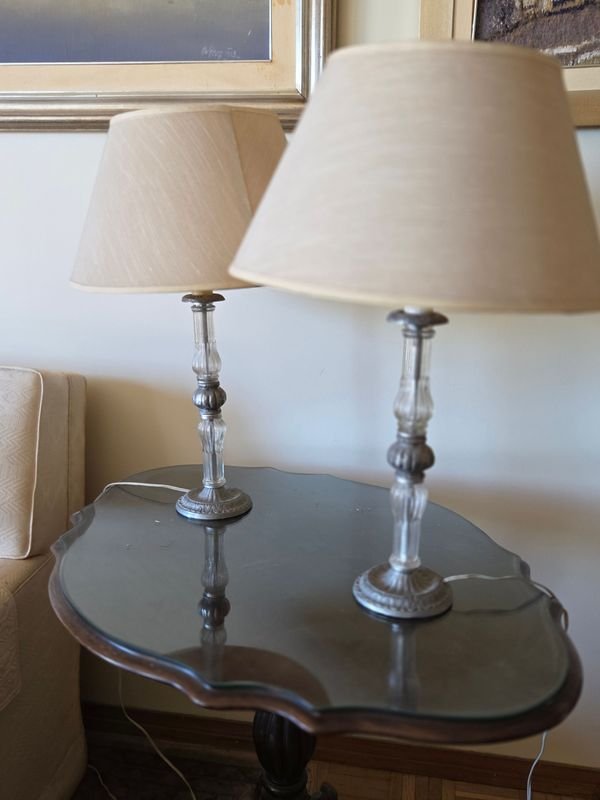 Lámparas de mesa en cristal y peltre de alta calidad - imagen 2