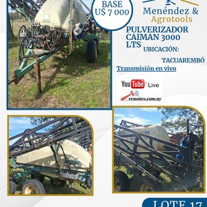 Lote siguiente: Pulverizador Caimán 3000 para Agricultura