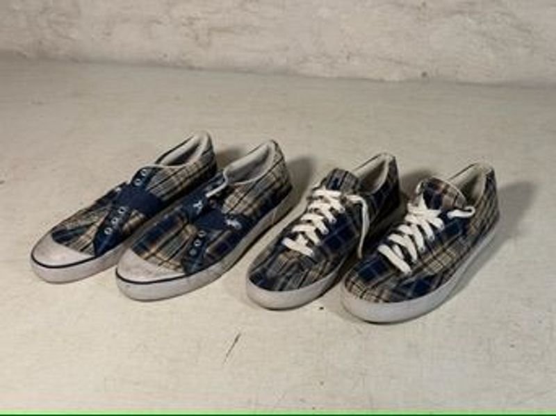 Dos Pares de Championes Polo Ralph Lauren a Cuadros Talle 10
