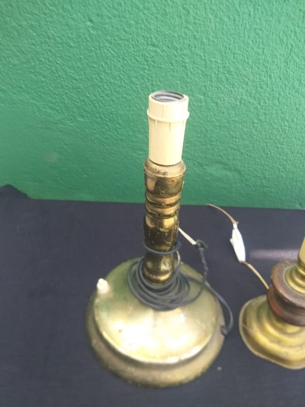 Lámpara y Veladores de Bronce