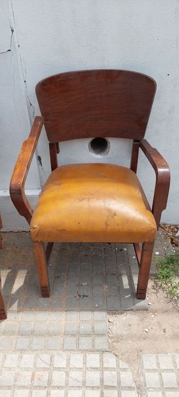 Sillas Art Deco en Madera y Cuero - imagen 2