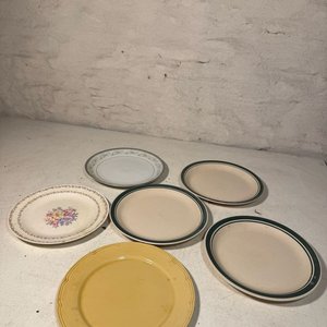 Lote de 6 Platos de Loza Sellados, Uno con Marca "Sterling Ohio" - imagen 3