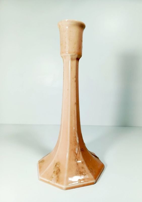 Candelabro Vintage Cerámica Rosa "Tiffany Boutique, Made in Italy"