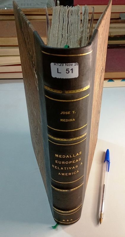 Libro Medallas Europeas Relativas a América de J. T. Medina, tapa dura, ilustrado, 1924 - imagen 1