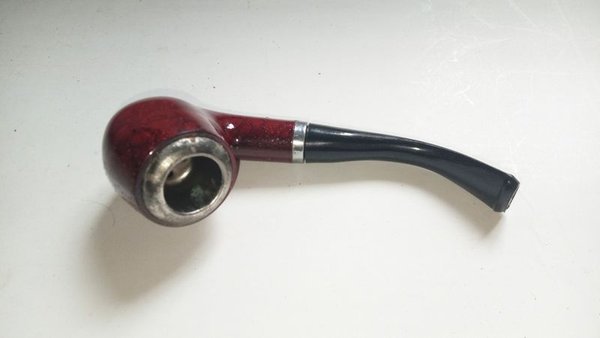 Pipa de fumar tabaco de madera y metal - imagen 1