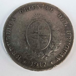 Moneda de Plata Uruguaya 50 Centésimos de 1917 - imagen 2