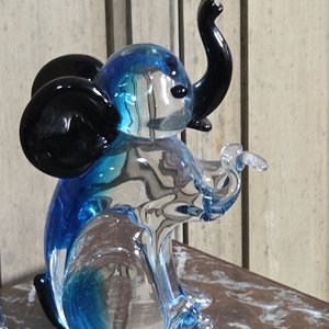 Figura de Gato y Elefante en Cristal Murano Azul - imagen 4